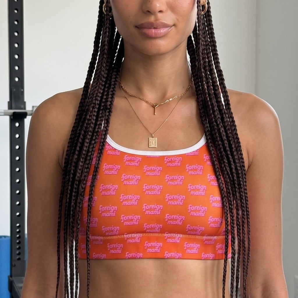 FM Orange Signature Logo Padded Sports Bra