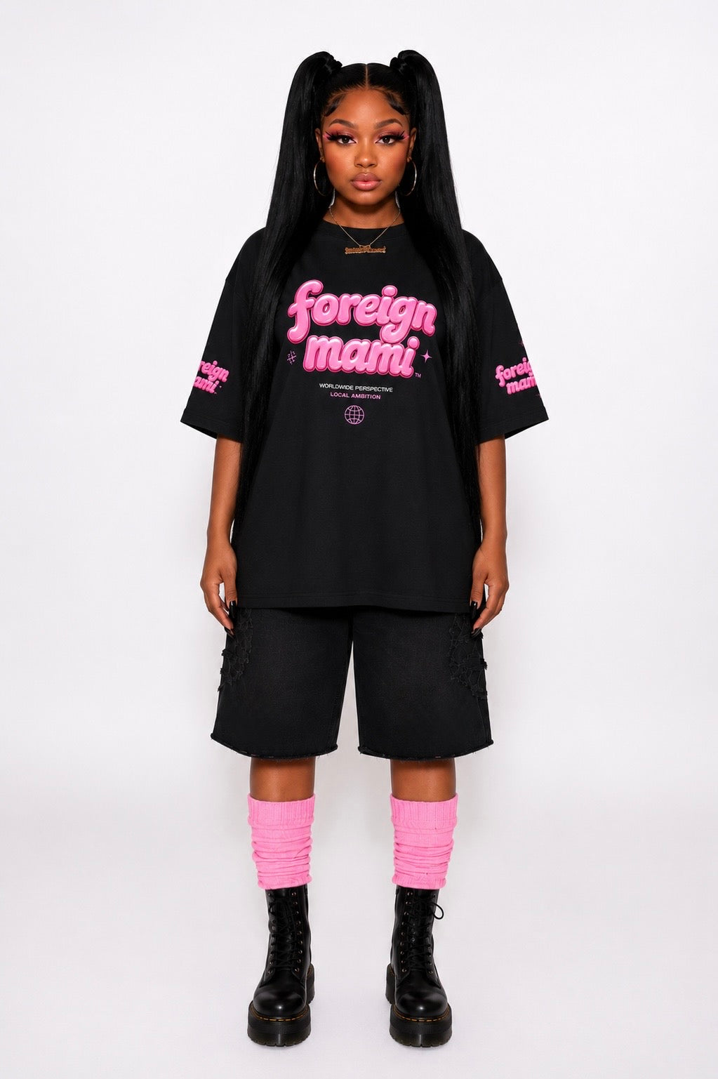 FM Worldwide Edition Oversized High Neck T-shirt