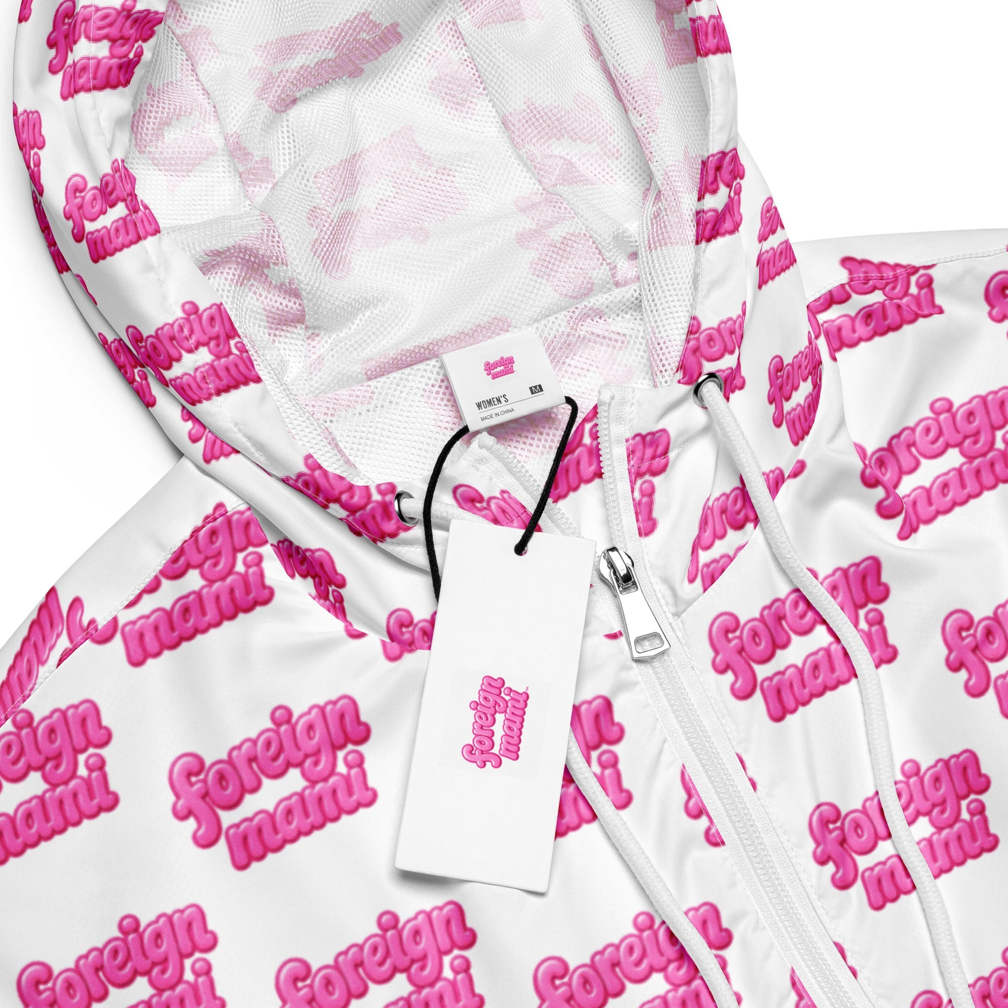 FM White Cropped Signature Logo Windbreaker