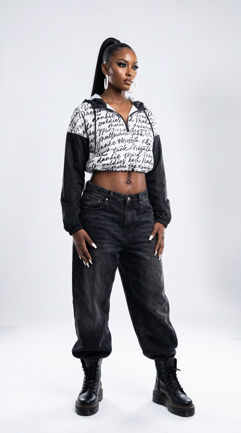 FM Dear Diary Half Zip Cropped Windbreaker