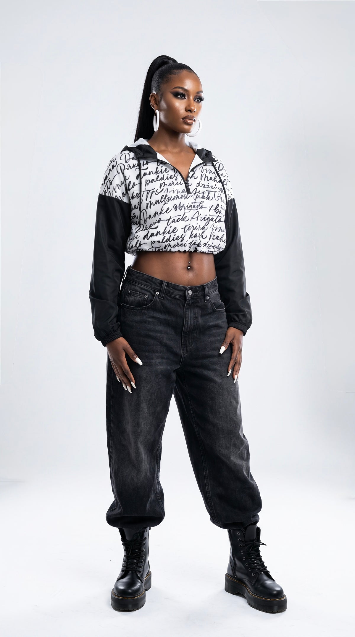 FM Dear Diary Half Zip Cropped Windbreaker