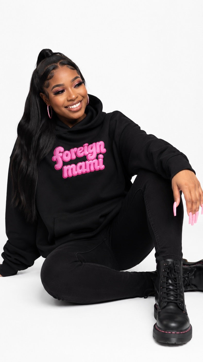 FM Black Signature Logo Oversized Heavyweight Hoodie