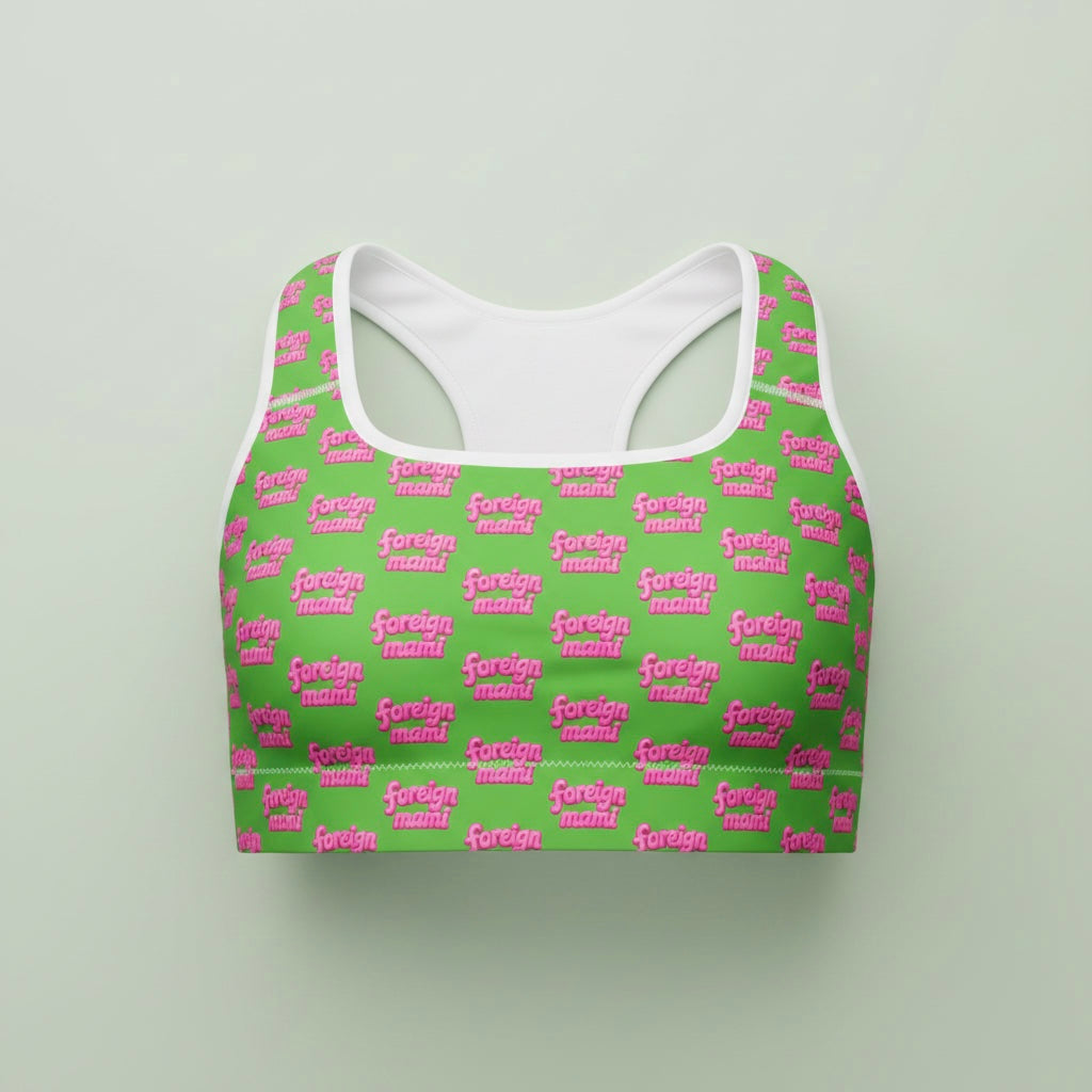FM Green Signature Logo Padded Sports Bra
