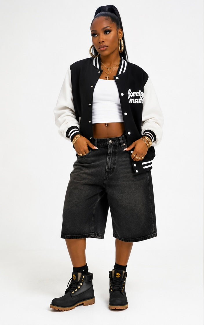 FM Black Heavyweight Varsity Jacket