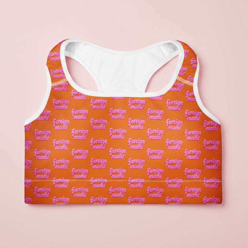 FM Orange Signature Logo Padded Sports Bra