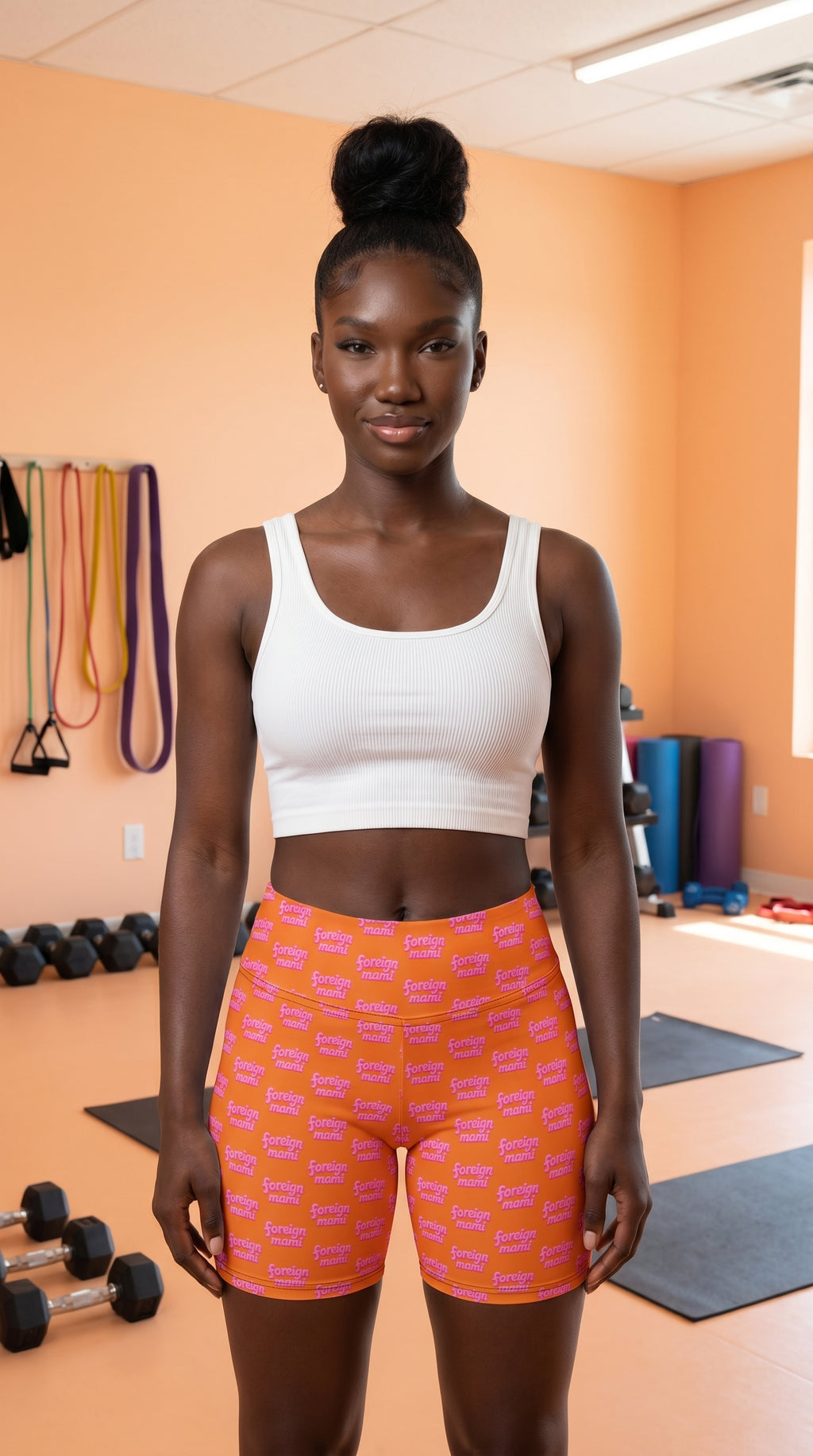 FM Orange Signature Logo Yoga Shorts