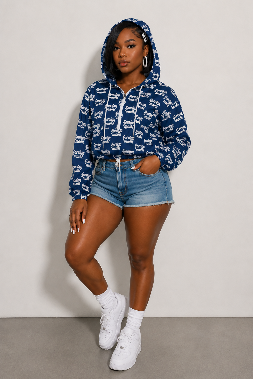 FM Denim Skies Cropped Windbreaker
