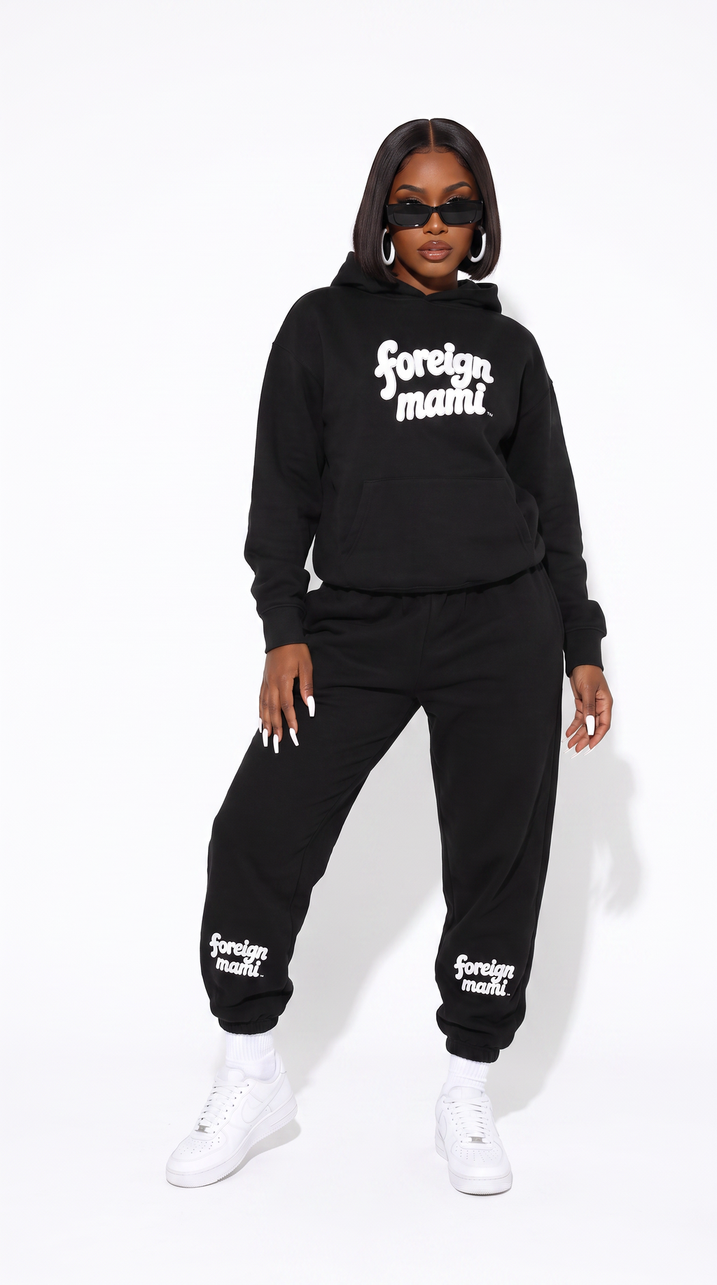 FM Black White Logo Heavyweight Sweatpants