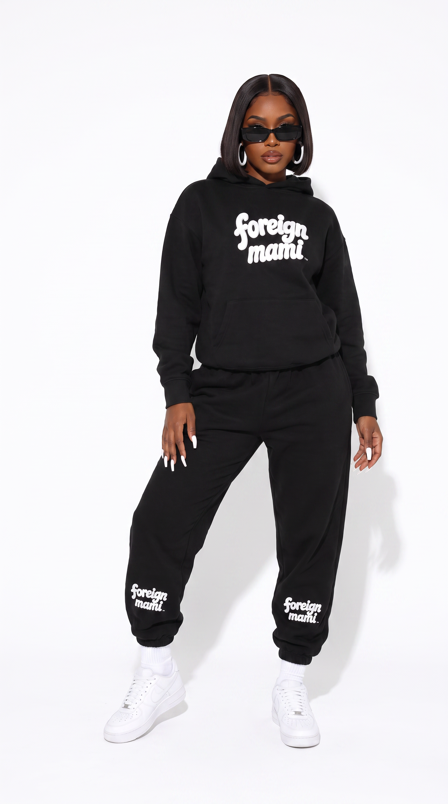 FM Black White Logo Heavyweight Sweatpants