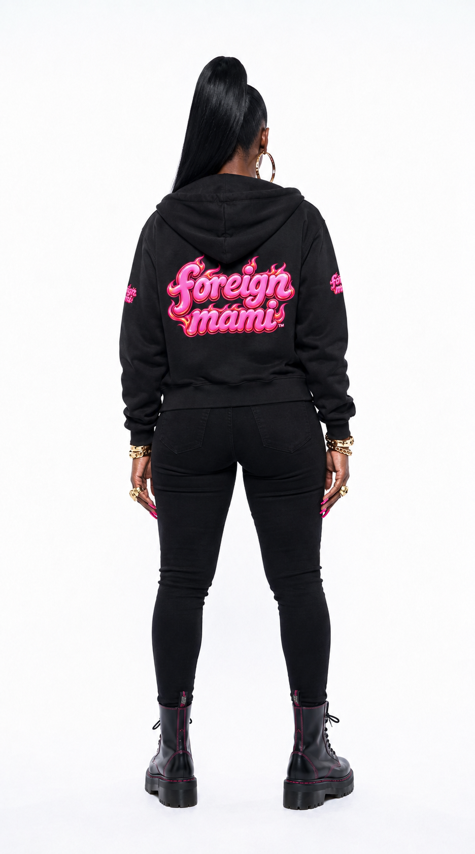 FM Black Hot Girl Full Zip Hoodie