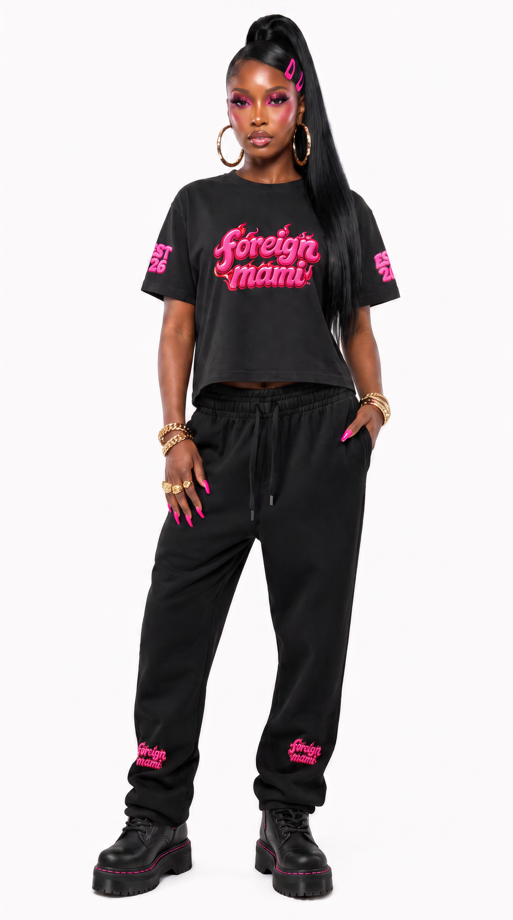 FM Black Hot Girl Heavyweight Urban Sweatpants